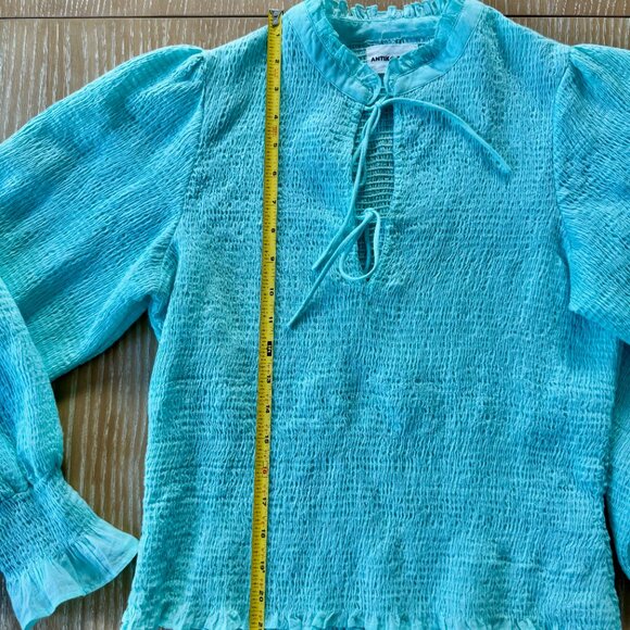 Antik Batik Voile Ruffle Cuff Long Sleeve Shirt from Paris, France NWOT, Sz M - Picture 6 of 9